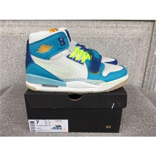 Air Jordan Legacy 312 Mandarin Duck White and Blue Stitching