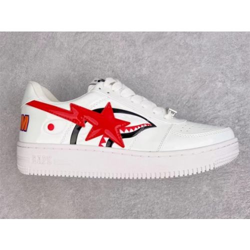 A Bathing Ape Bape Sta Low Shark White 1F70-191-004RED