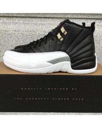 Air Jordan 12 Playoffs Black And White Silver Buckle