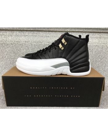 Air Jordan 12 playoffs black and white silver buckle