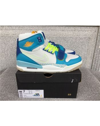 Air Jordan Legacy 312 Mandarin Duck White and Blue Stitching